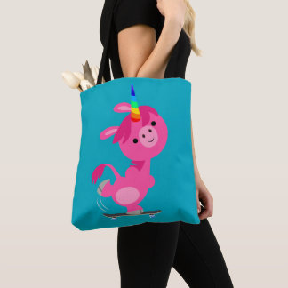 Niedlich Skateboarding Cartoon Unicorn Tasche