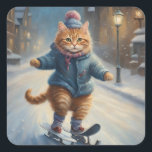 Niedlich Skaten Meowy Christmas Cat Lover Quadratischer Aufkleber<br><div class="desc">Genießen Sie den Charme dieses Weihnachtskatzenaufklebers mit einer köstlichen niedlichen Katzeneis-Skaten in einer Vintagen Winterlandschaft. Ideal für Katzenliebhaber und diejenigen,  die Retro-Ferien-Schwung schätzen. Stick es auf Weihnachtsgeschenke,  Karten,  oder überall,  wo Sie gewollt,  um eine Touch feierlicher Kultheit hinzuzufügen. Ideal,  um die Freude der Ferienzeit zu teilen!</div>