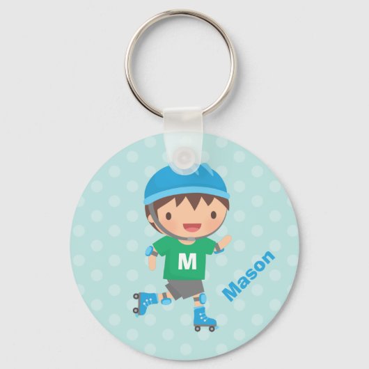 Niedlich Skater Boy Roller Skaten Schlüsselanhänger (Vorderseite)