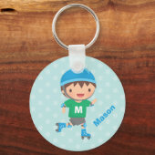 Niedlich Skater Boy Roller Skaten Schlüsselanhänger (Vorderseite)