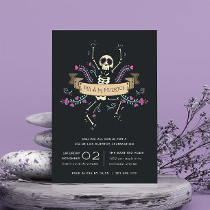 Niedlich Skeleton Día de los Muertos Celebration Einladung