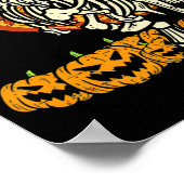 Niedlich Skeleton Dinosaur Trex Dino Pumpkins Moon Poster (Ecke)