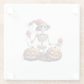 Niedlich Skeleton Halloween Hexenkürbis Glasuntersetzer (Rückseite)