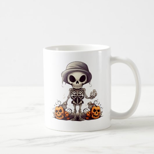 Niedlich Skeleton Halloween Hexenkürbis Kaffeetasse (Rechts)