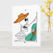 Niedlich Skeleton singend Cowboy Gitarre spielen Karte (Gelbe Blume)