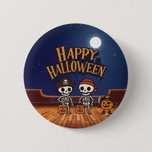 niedlich, Skelette und KürbisHalloween Button (Vorderseite)