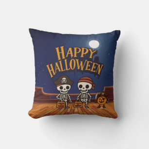 niedlich, Skelette und KürbisHalloween Kissen