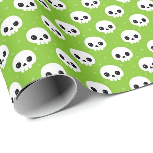 Niedlich Skull Halloween Pattern Geschenkpapier (Rolleneckpunkt)