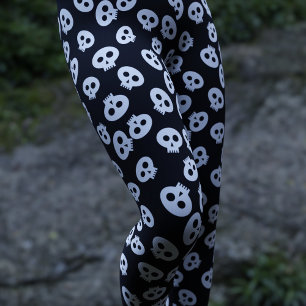 Niedlich Skull Pattern Goth Halloween Leggings
