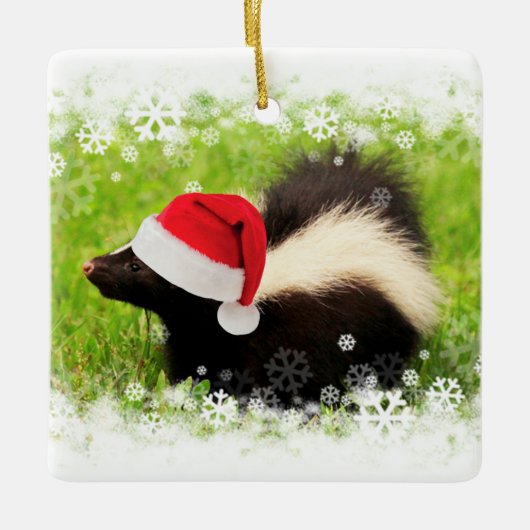 Niedlich Skunk Weihnachtsfeiertag Keramikornament (Vorderseite)