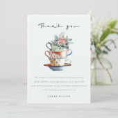 Niedlich Sky Blue Stack Cup Baby Dusche Tee Party Dankeskarte (Stehend Vorderseite)