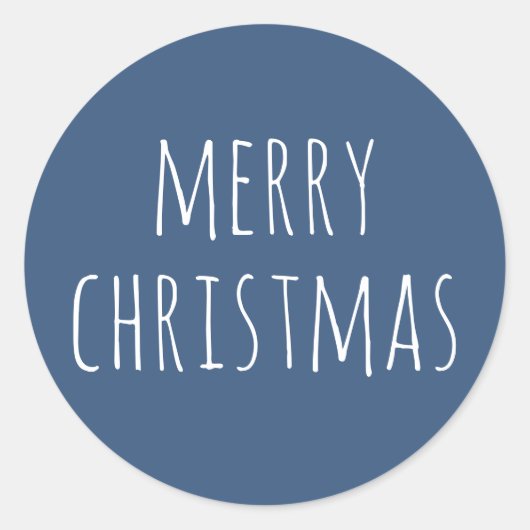 Niedlich Slate Blue Winter | Gemütliche Weihnachts Runder Aufkleber (Vorderseite)