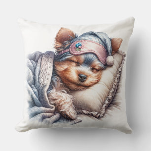 Niedlich Sleeping Yorkshire Terrier Dog Kissen