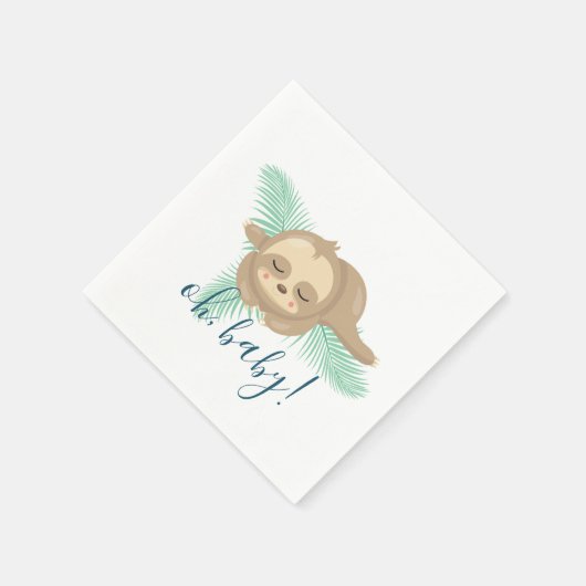Niedlich Sleepy Baby Sloth Oh Baby Dusche Serviette (Ecke)