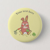 Niedlich Sleepy Bunny Rabbit Yellow Button (Vorderseite)
