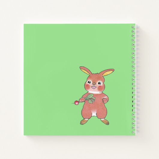 Niedlich Sleepy Bunny Square Custom Notebook Notizblock (Rückseite)