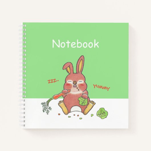 Niedlich Sleepy Bunny Square Custom Notebook Notizblock (Vorderseite)