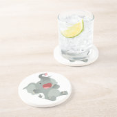 Niedlich Sleepy Cartoon Elephant Untersetzer (Seite)