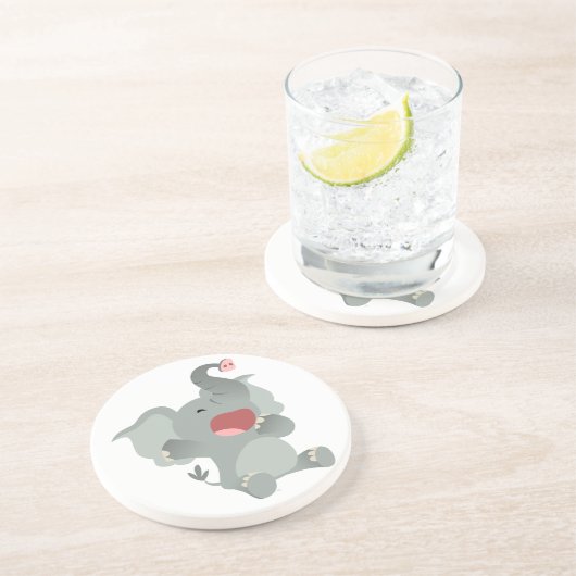 Niedlich Sleepy Cartoon Elephant Untersetzer (Seite)