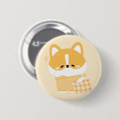 Niedlich Sleepy Corgi Button (Vorne & Hinten)
