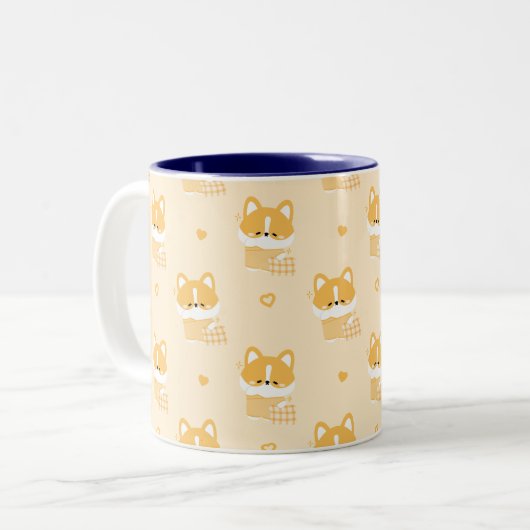 Niedlich Sleepy Corgi Zweifarbige Tasse (Vorderseite Links)