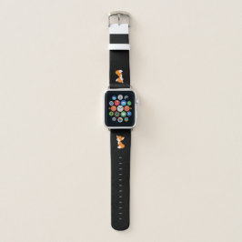 Niedlich Sleepy Little Fox auf Black Apple Watch Armband