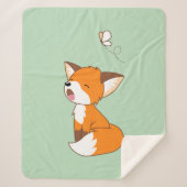 Niedlich Sleepy Little Fox auf Green Sherpadecke (Vorderseite)