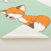 Niedlich Sleepy Little Fox auf Green Sherpadecke (3/4)