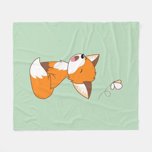 Niedlich Sleepy Little Fox Fleecedecke (Vorderseite (Horizontal))