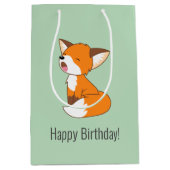 Niedlich Sleepy Little Fox Geburtstag Grün Mittlere Geschenktüte (Vorderseite)