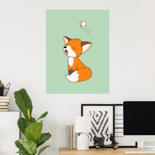Niedlich Sleepy Little Fox Poster (Heimbüro)