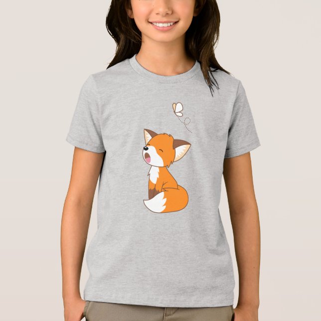 Niedlich Sleepy Little Fox Tri-Blend Shirt (Vorderseite)