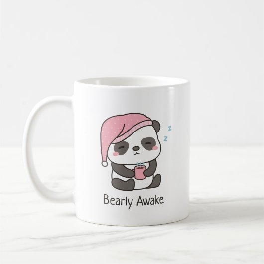 Niedlich Sleepy Panda Bearly Awake Spaß Kaffee Tas Kaffeetasse (Links)