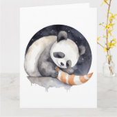 Niedlich Sleepy Panda Karte (Gelbe Blume)