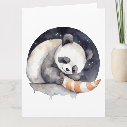 Niedlich Sleepy Panda Karte (Vorderseite)