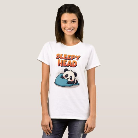 Niedlich Sleepy Panda "Sleepy Head" T - Shirt (Vorne ganz)