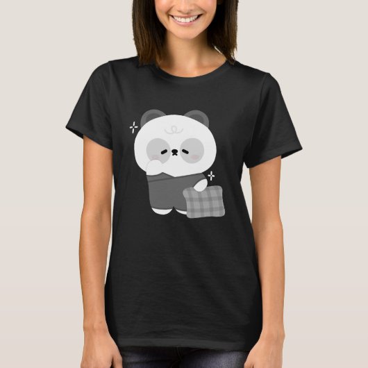 Niedlich Sleepy Panda T-Shirt (Vorderseite)
