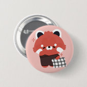 Niedlich Sleepy Red Panda Button (Vorne & Hinten)