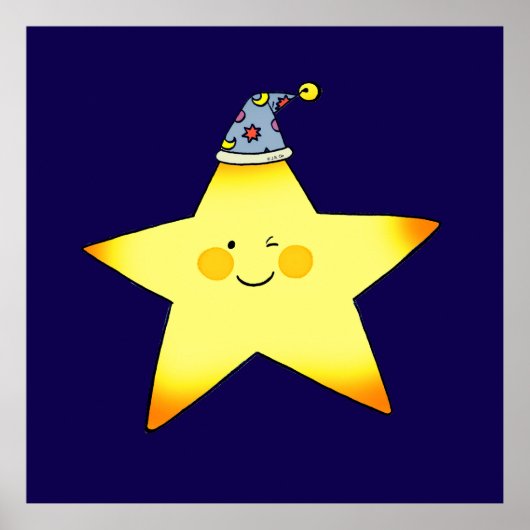 Niedlich Sleepy Star Cartoon Illustration Poster (Vorne)