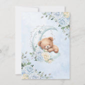 Niedlich Sleepy Teddy Bear Blue Floral Boy Baby Du Dankeskarte (Rückseite)
