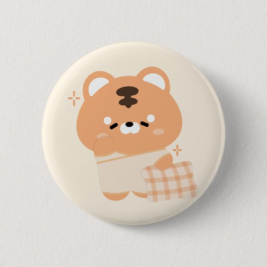 Niedlich Sleepy Tiger Button (Vorderseite)
