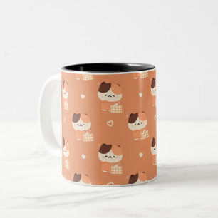 Niedlich Sleepy Tortie Cat Zweifarbige Tasse
