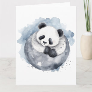 Niedlich Sleepy Watercolor Panda Karte