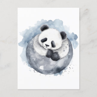 Niedlich Sleepy Watercolor Panda Postkarte