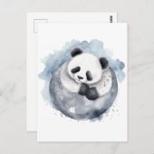 Niedlich Sleepy Watercolor Panda Postkarte (Vorne/Hinten)