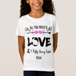Niedlich Slogan Liebe & Fluffy Bunny Rabbit Thema  T-Shirt