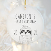 Niedlich Sloth Babys Erste Weihnachtsfeiern Schwar Keramik Ornament