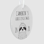 Niedlich Sloth Babys Erste Weihnachtsfeiern Schwar Ornament (Vorderseite)