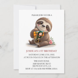 Niedlich Sloth Birthday Einladung
