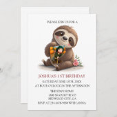 Niedlich Sloth Birthday Einladung (Vorne/Hinten)
